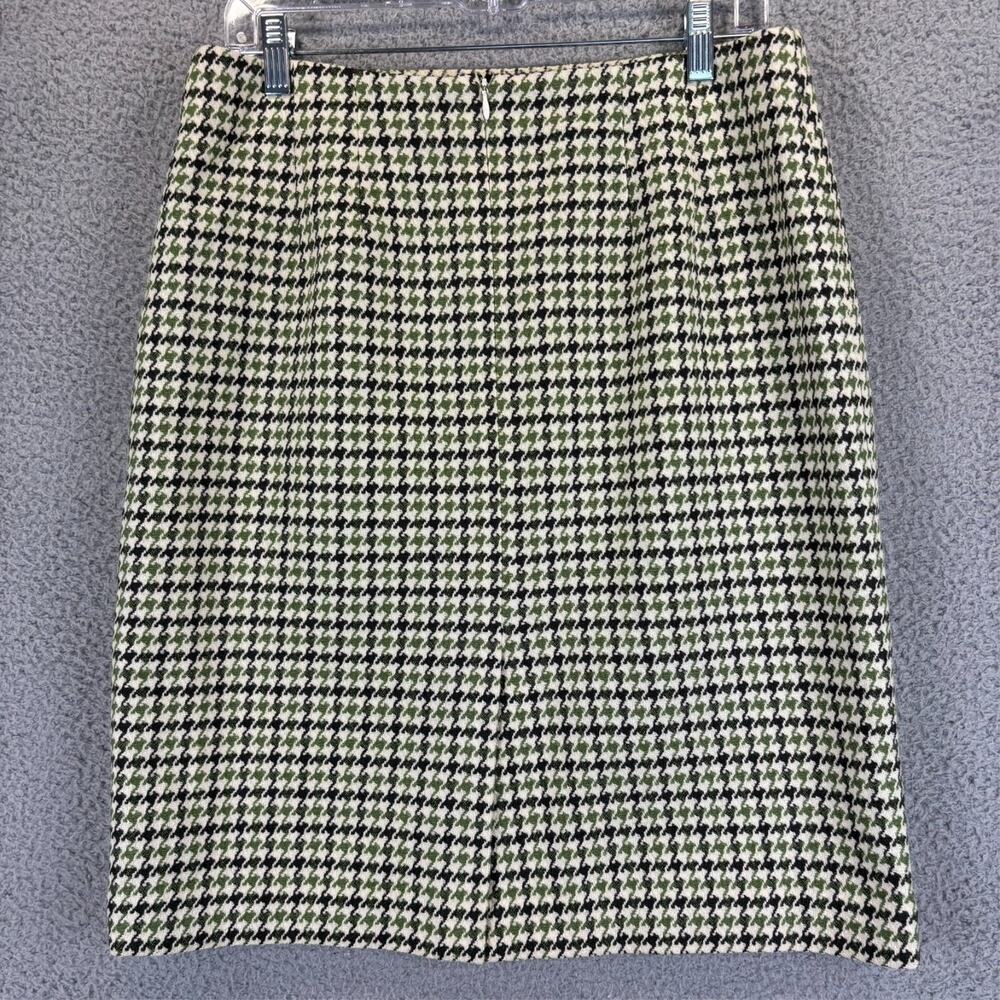 Talbots Skirt 12 Houndstooth Academia Preppy Office Wool Pencil Lined VTG Green - Picture 7 of 9
